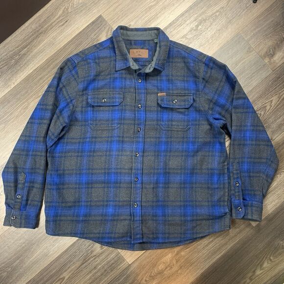 ORVIS Mens Big Bear Heavy Weight Flannel Shirt Blue Gray Plaid Size XXL - Picture 1 of 7